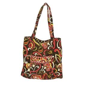 Vera‎ Bradley Quilted "Puccini" Bucket Tote Handbag Medium Bag Brown Pink Floral